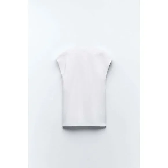 White Zara Deep V-Neck Sleeveless Pullover Top (NWT) - Picture 10 of 11